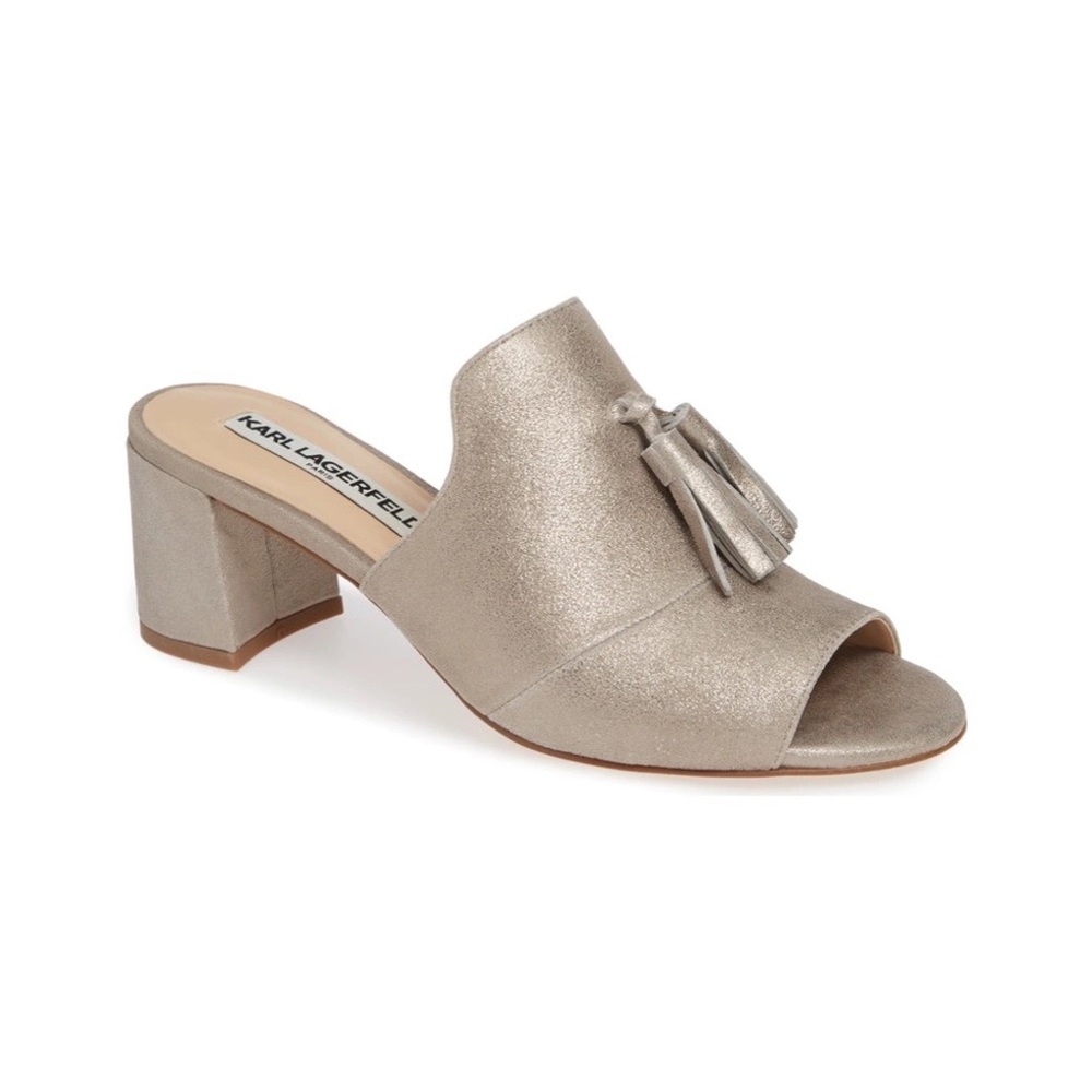 Karl Lagerfeld Hettie Gold Shimmer Mule Sandals